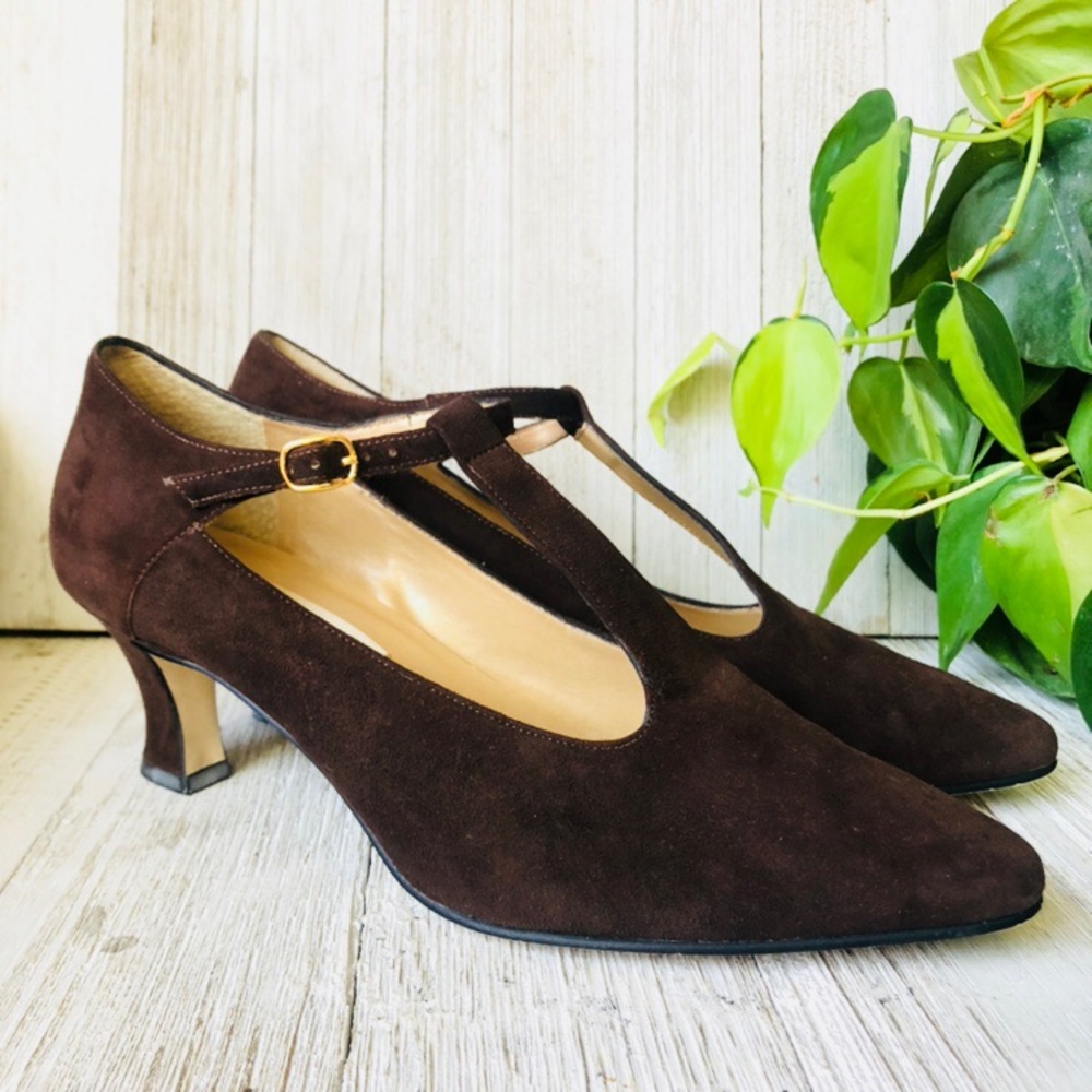 Vintage Brown T-Strap Heels